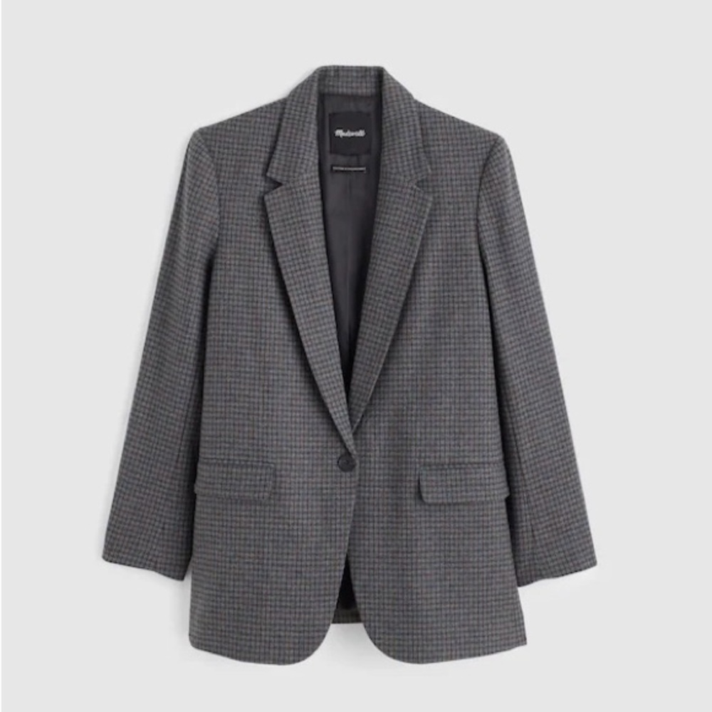 NWT Madewell The Mercer Relaxed Blazer Blue Brown Plaid $258